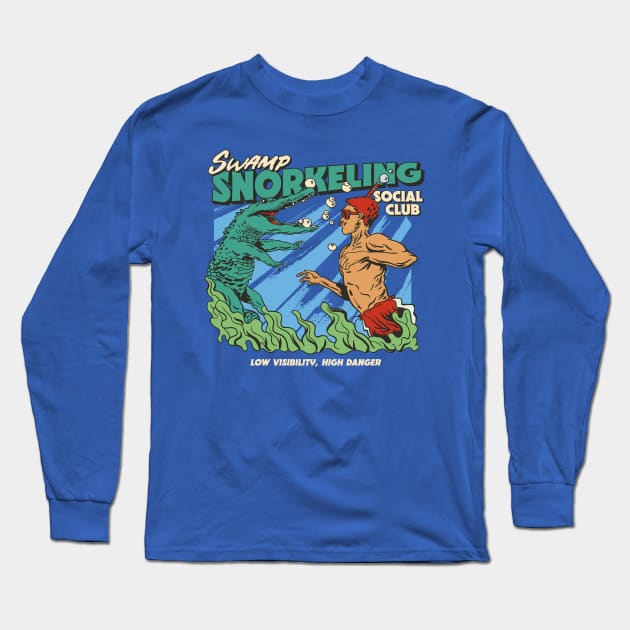 Retro Swamp Snorkeling Social Club // Funny Alligator Snorkel Long Sleeve T-Shirt by SLAG_Creative